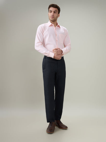 Park Avenue Men Blue Dobby Slim Fit Polyester Blend Trouser