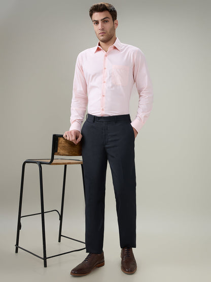 Park Avenue Men Blue Dobby Slim Fit Polyester Blend Trouser