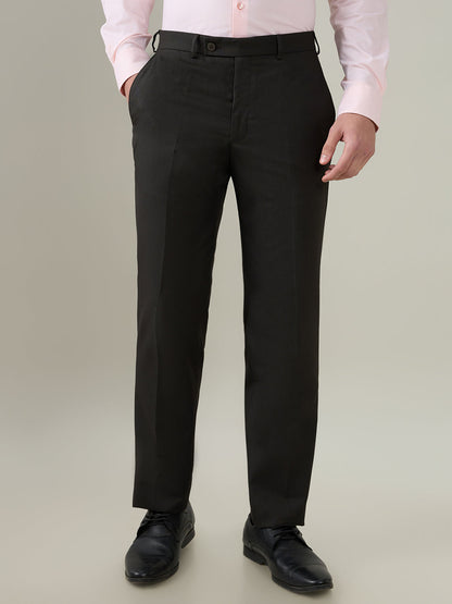 Park Avenue Men Brown Dobby Slim Fit Polyester Blend Trouser