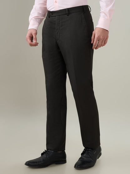 Park Avenue Men Brown Dobby Slim Fit Polyester Blend Trouser