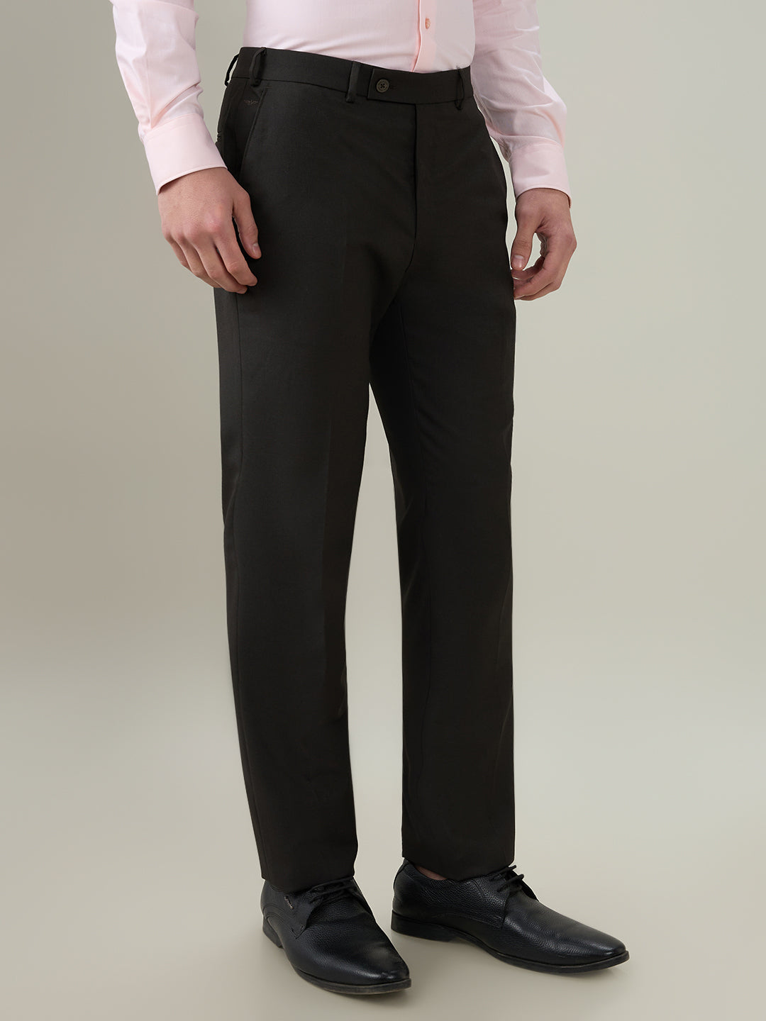 Park Avenue Men Brown Dobby Slim Fit Polyester Blend Trouser