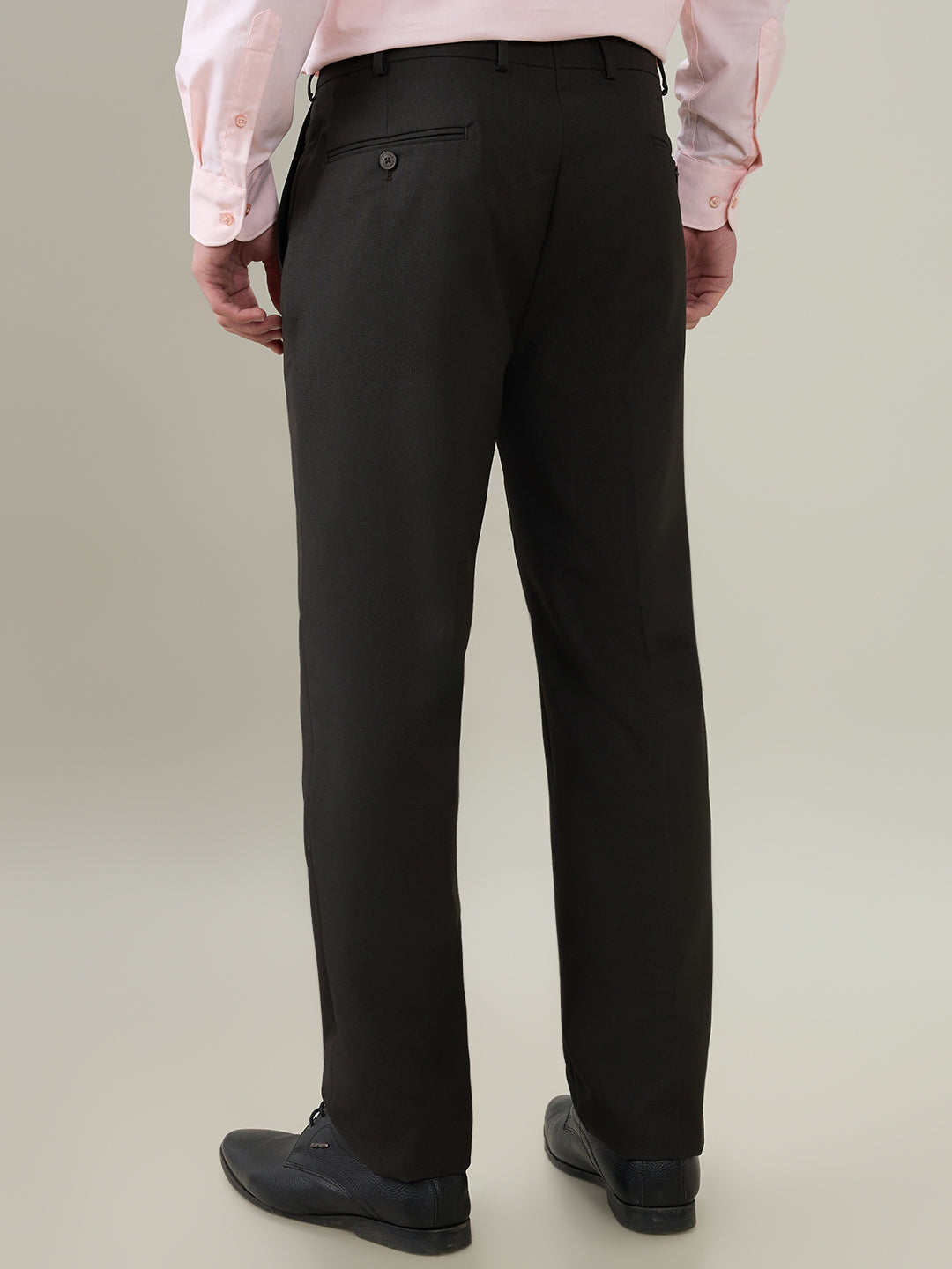 Park Avenue Men Brown Dobby Slim Fit Polyester Blend Trouser