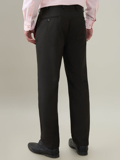 Park Avenue Men Brown Dobby Slim Fit Polyester Blend Trouser