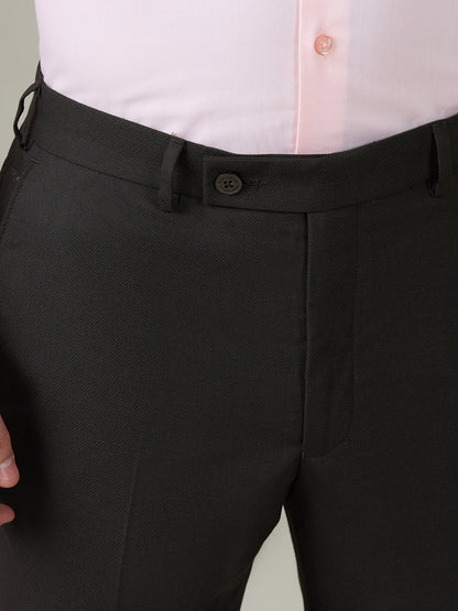 Park Avenue Men Brown Dobby Slim Fit Polyester Blend Trouser