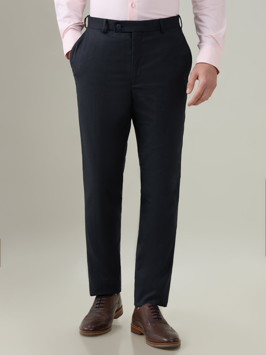 Park Avenue Men Blue Dobby Slim Fit Polyester Blend Trouser