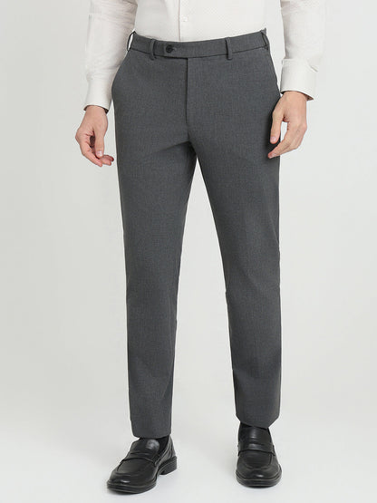 Park Avenue Men Grey Solid Slim Fit Polyester Blend Trouser
