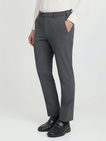 Park Avenue Men Grey Solid Slim Fit Polyester Blend Trouser