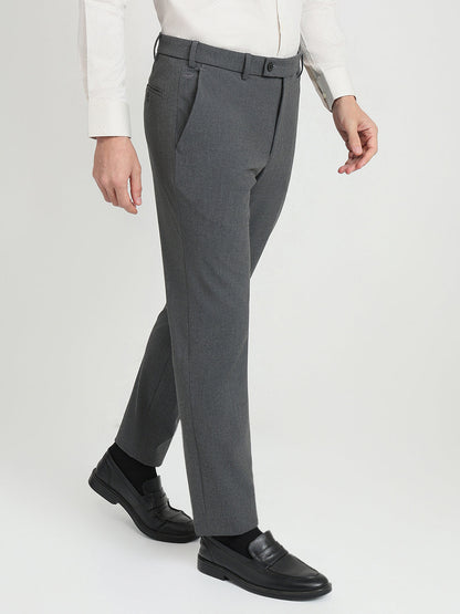 Park Avenue Men Grey Solid Slim Fit Polyester Blend Trouser