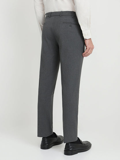 Park Avenue Men Grey Solid Slim Fit Polyester Blend Trouser
