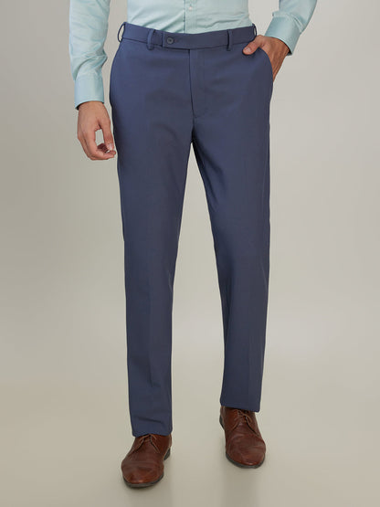 Park Avenue Men Grey Solid Slim Fit Polyester Blend Trouser