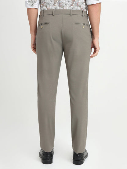Park Avenue Men Khaki Solid Slim Fit Polyester Blend Trouser
