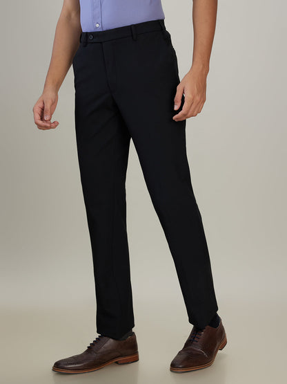 Park Avenue Men Black Solid Slim Fit Polyester Blend Trouser
