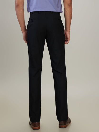 Park Avenue Men Black Solid Slim Fit Polyester Blend Trouser