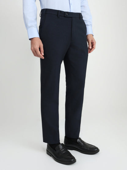 Park Avenue Men Blue Dobby Slim Fit Polyester Blend Trouser