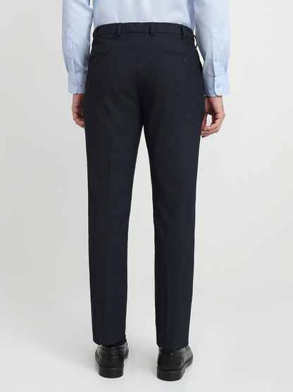 Park Avenue Men Blue Dobby Slim Fit Polyester Blend Trouser
