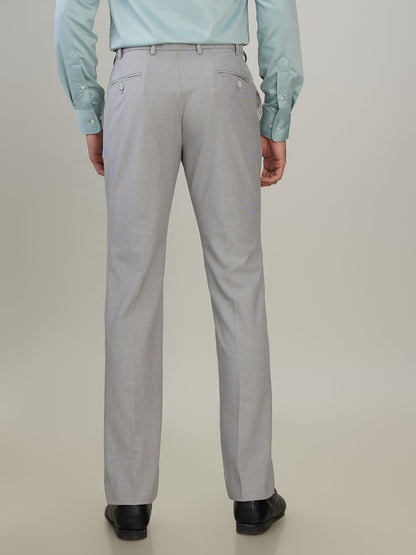 Park Avenue Men Grey Dobby Slim Fit Polyester Blend Trouser