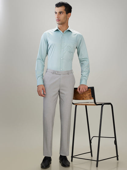 Park Avenue Men Grey Dobby Slim Fit Polyester Blend Trouser