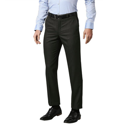 Men Brown Smart Fit Structure Polyester Blend Trouser