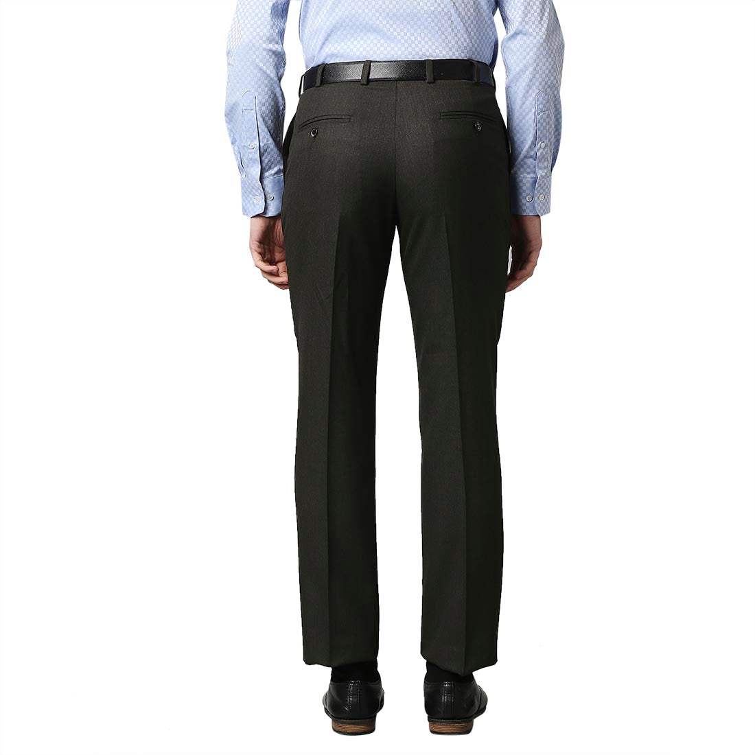 Men Brown Smart Fit Structure Polyester Blend Trouser