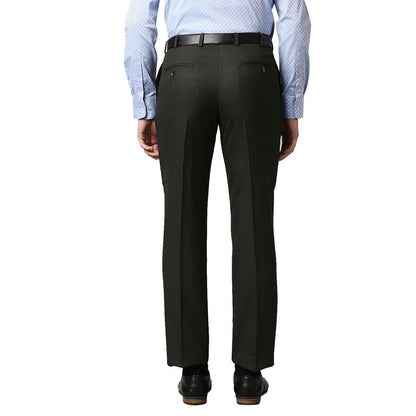 Men Brown Smart Fit Structure Polyester Blend Trouser