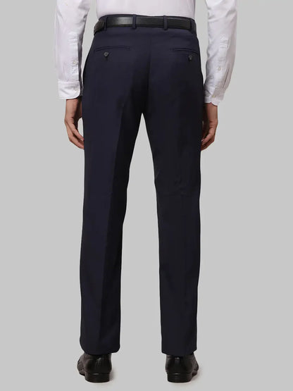 Men Blue Smart Fit Checks Polyester Blend Trouser