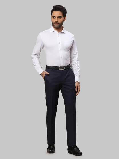 Men Blue Smart Fit Checks Polyester Blend Trouser