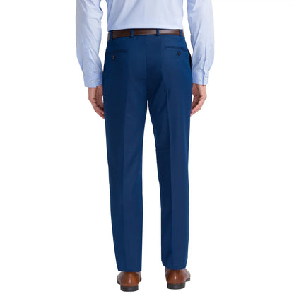 Men Blue Smart Fit Structure Polyester Blend Trouser