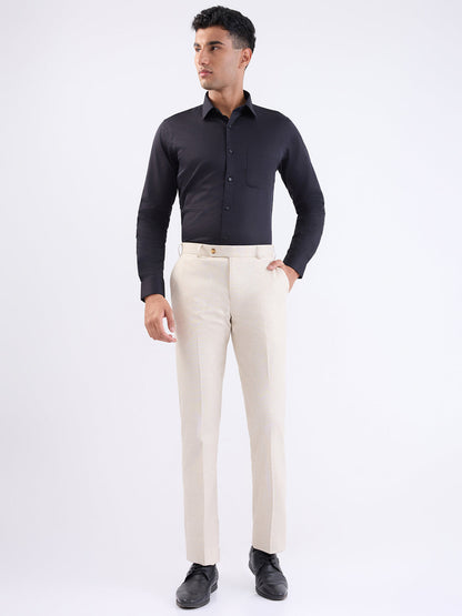 Park Avenue Men Brown Structure Smart Fit Polyester Blend Trouser