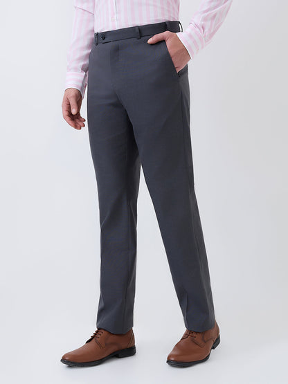 Park Avenue Men Blue Structure Smart Fit Polyester Blend Trouser