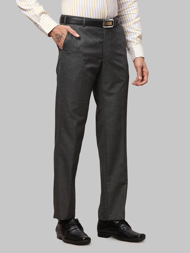Park Avenue Grey Structure Smart Fit Polyester Blend Trouser