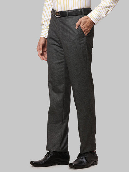 Park Avenue Grey Structure Smart Fit Polyester Blend Trouser