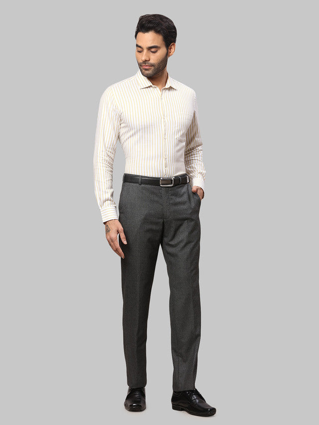 Park Avenue Grey Structure Smart Fit Polyester Blend Trouser
