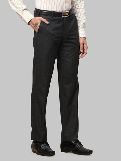 Park Avenue Men Grey Self Design Regular Fit Trouser