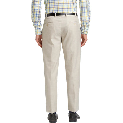 Men Khaki Super Slim Fit Solid Polyester Blend Trouser