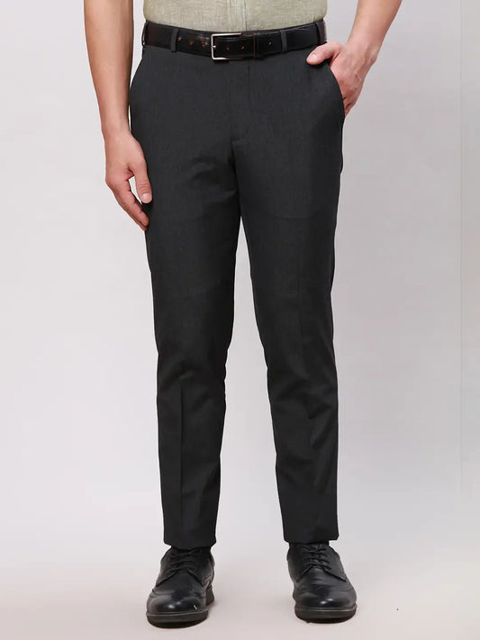 Park Avenue Men Grey Neo Fit Twill Polyester Blend Trouser