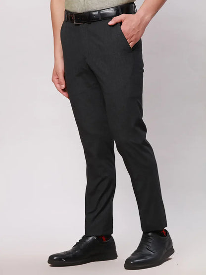 Park Avenue Men Grey Neo Fit Twill Polyester Blend Trouser