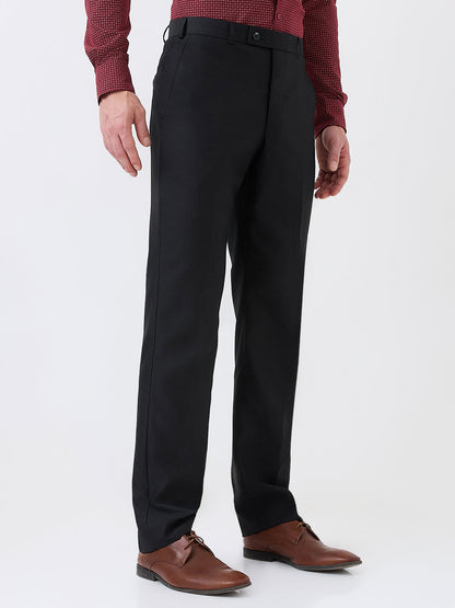 Park Avenue Men Black Structure Smart Fit Polyester Blend Trouser