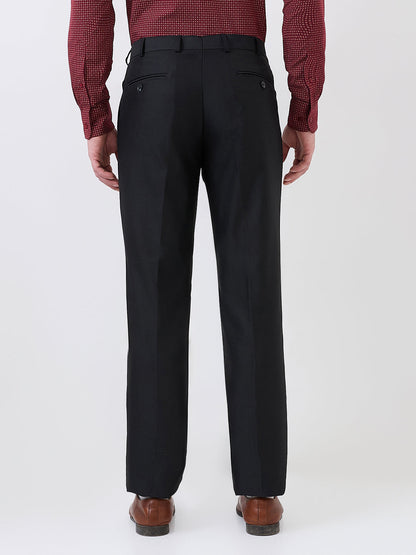 Park Avenue Men Black Structure Smart Fit Polyester Blend Trouser