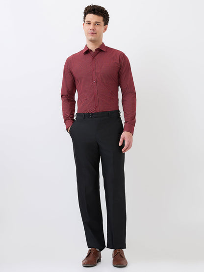 Park Avenue Men Black Structure Smart Fit Polyester Blend Trouser