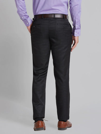 Park Avenue Men Black Checkered Regular Fit Trouser