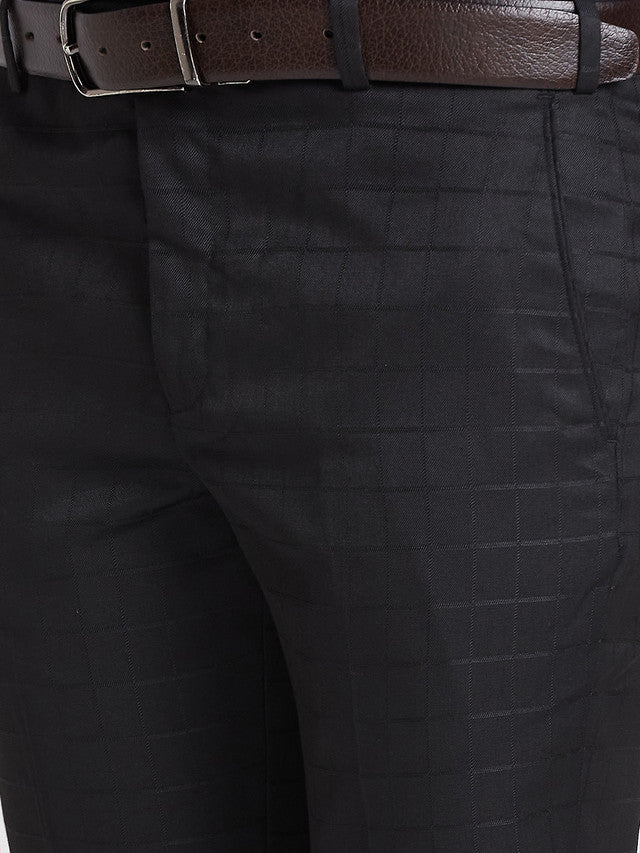 Park Avenue Men Black Checkered Regular Fit Trouser