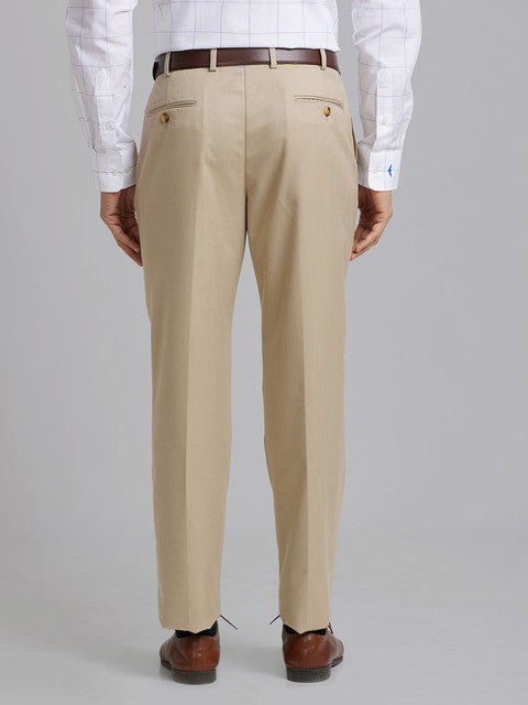 Park Avenue Men Brown Plain Smart Fit Polyester Blend Trouser