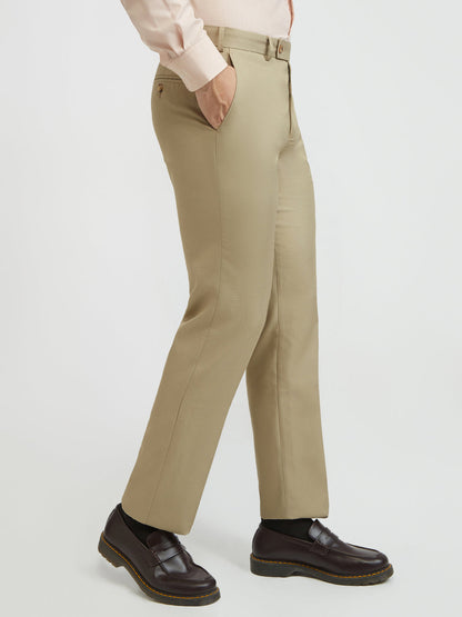 Park Avenue Men Brown Structure Smart Fit Polyester Blend Trouser