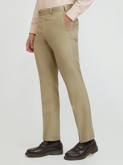Park Avenue Men Brown Structure Smart Fit Polyester Blend Trouser