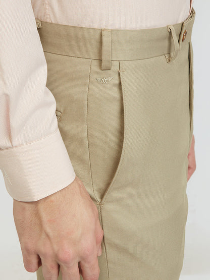 Park Avenue Men Brown Structure Smart Fit Polyester Blend Trouser