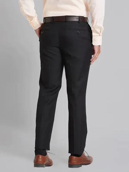 Park Avenue Men Black Smart Fit Checks Polyester Blend Trouser