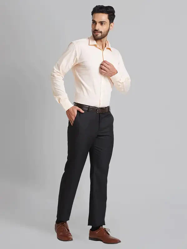 Park Avenue Men Black Smart Fit Checks Polyester Blend Trouser