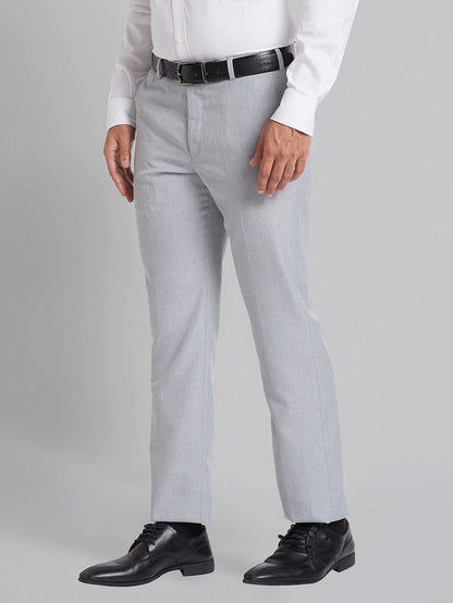 Park Avenue Men Grey Checks Smart Fit Polyester Blend Trouser