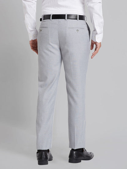 Park Avenue Men Grey Checks Smart Fit Polyester Blend Trouser