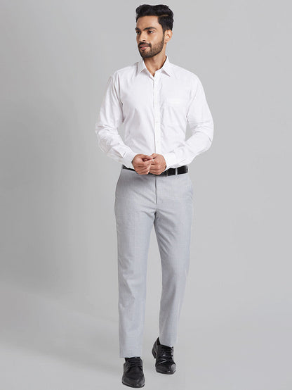 Park Avenue Men Grey Checks Smart Fit Polyester Blend Trouser